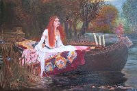 painting of the Lady of Shalott after Waterhouse