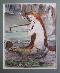 painting of mermaid after Waterhouse