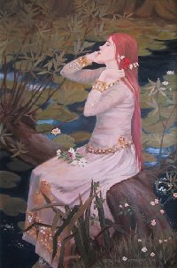 painting of Ophelia after Waterhouse