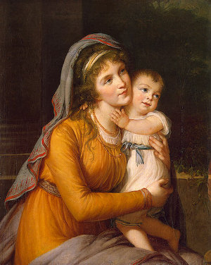 Baroness Anna Stroganova and Her Son Sergey